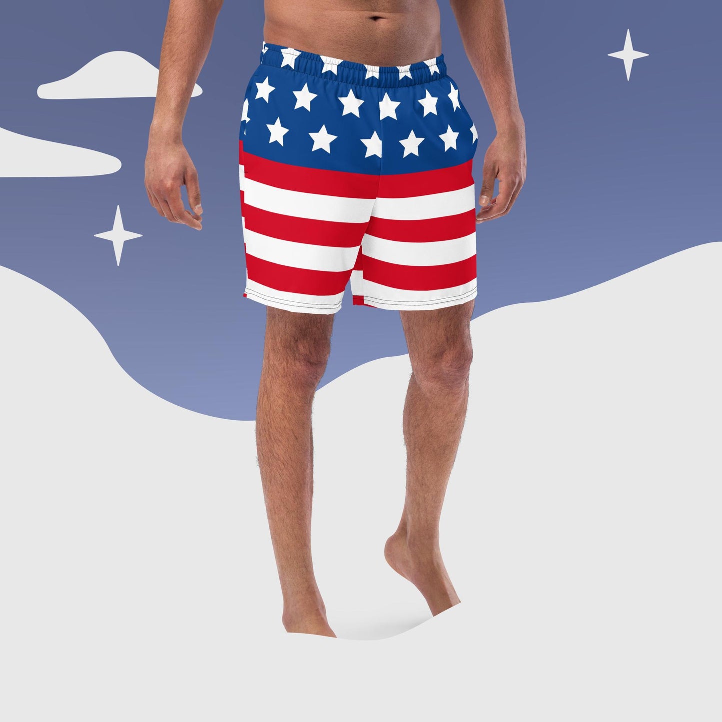 Men's America flag swim trunks