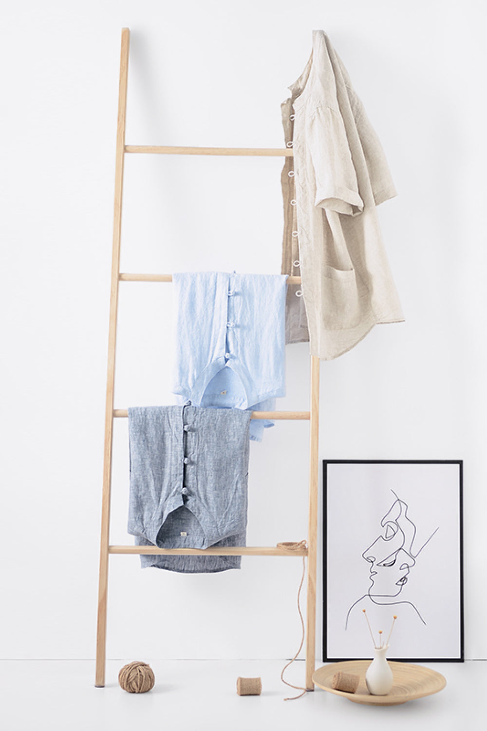 Buttoned Round Neck Short Sleeve Linen Shirt with Pockets