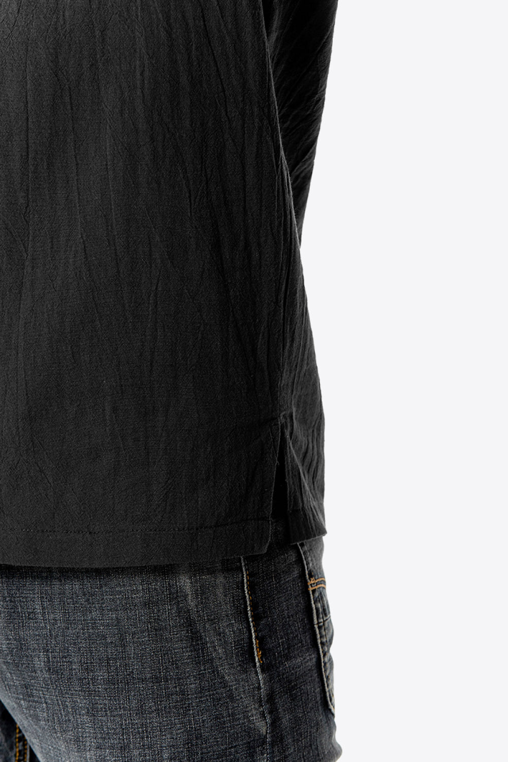 Buttoned Notched Neck Short Sleeve Tee