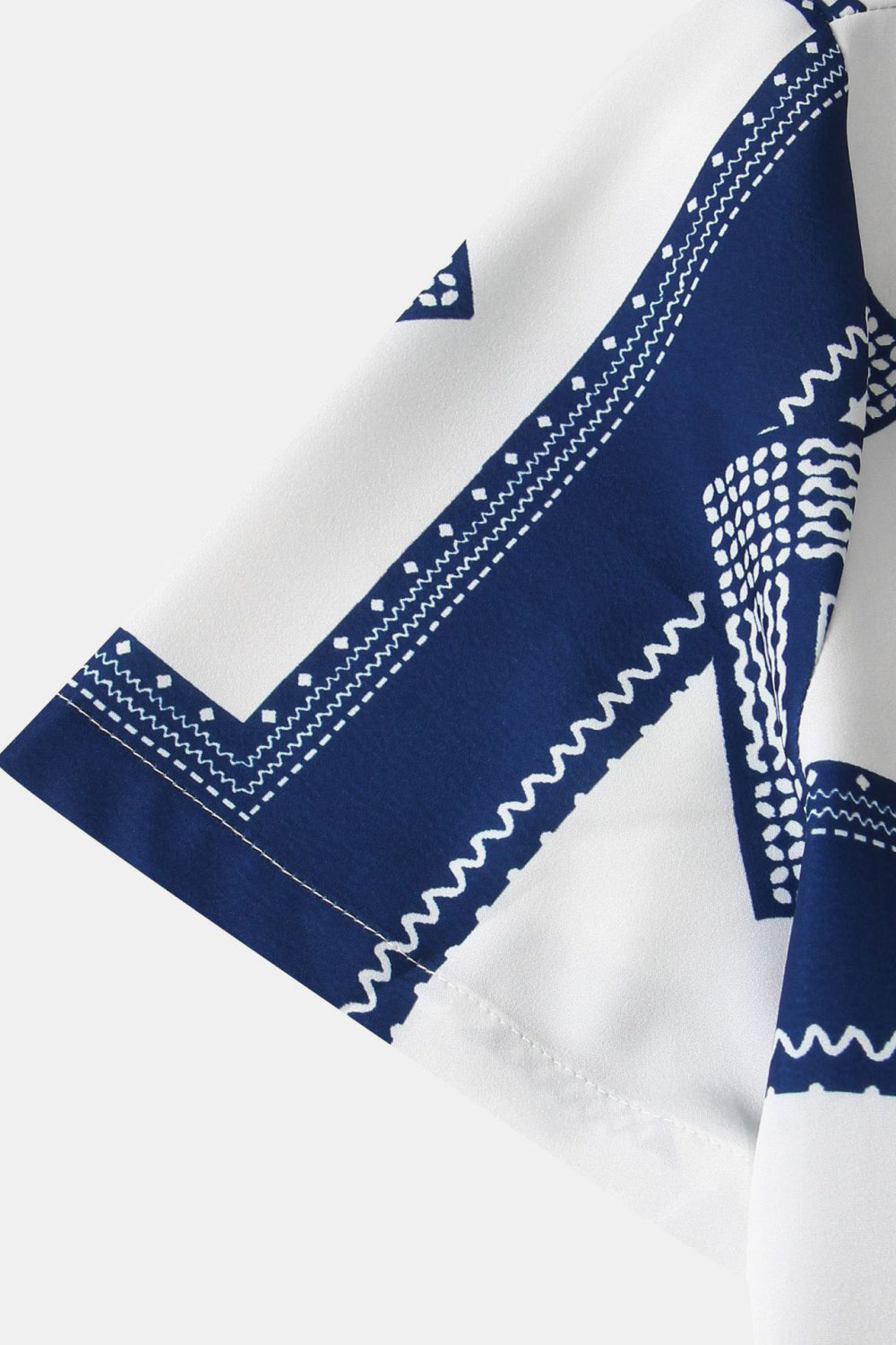 Geometric Print Collared Shirt