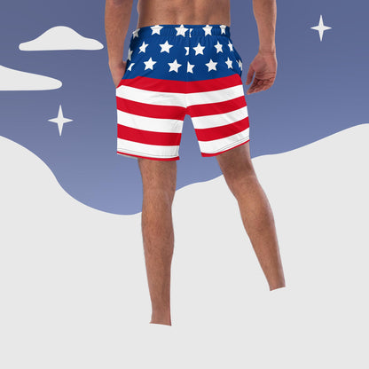 Men's America flag swim trunks