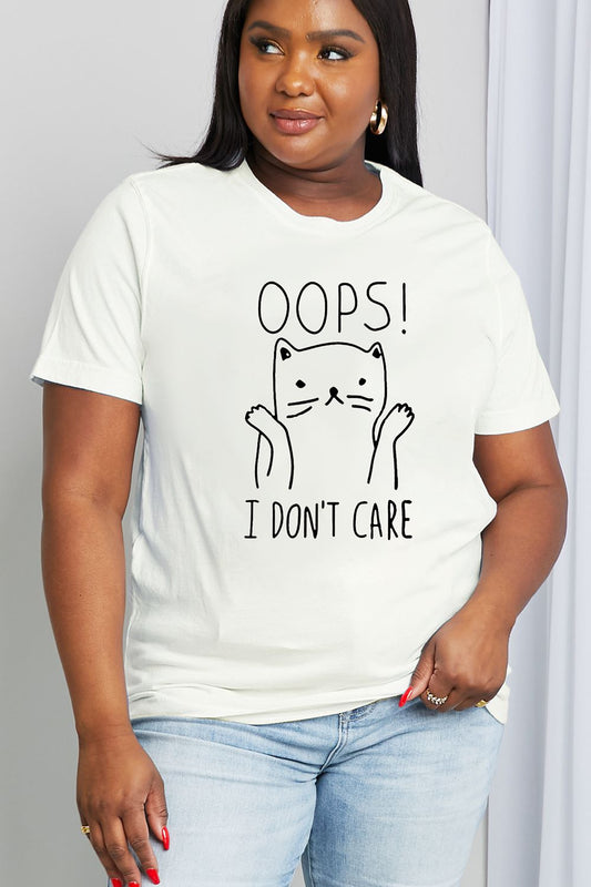 Simply Love OOPS I DON’T CARE Graphic Cotton Tee